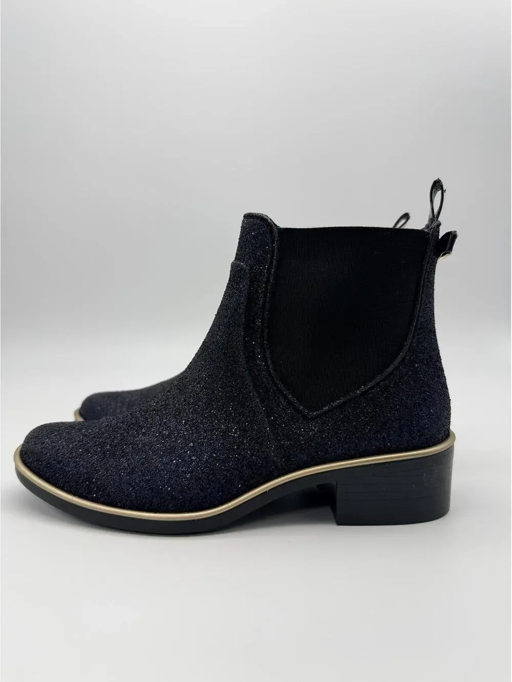 Kate Spade Purple Glitter Rain Boots Women's Sparkle Pull On Chelsea Size 5 - Picture 2 of 11